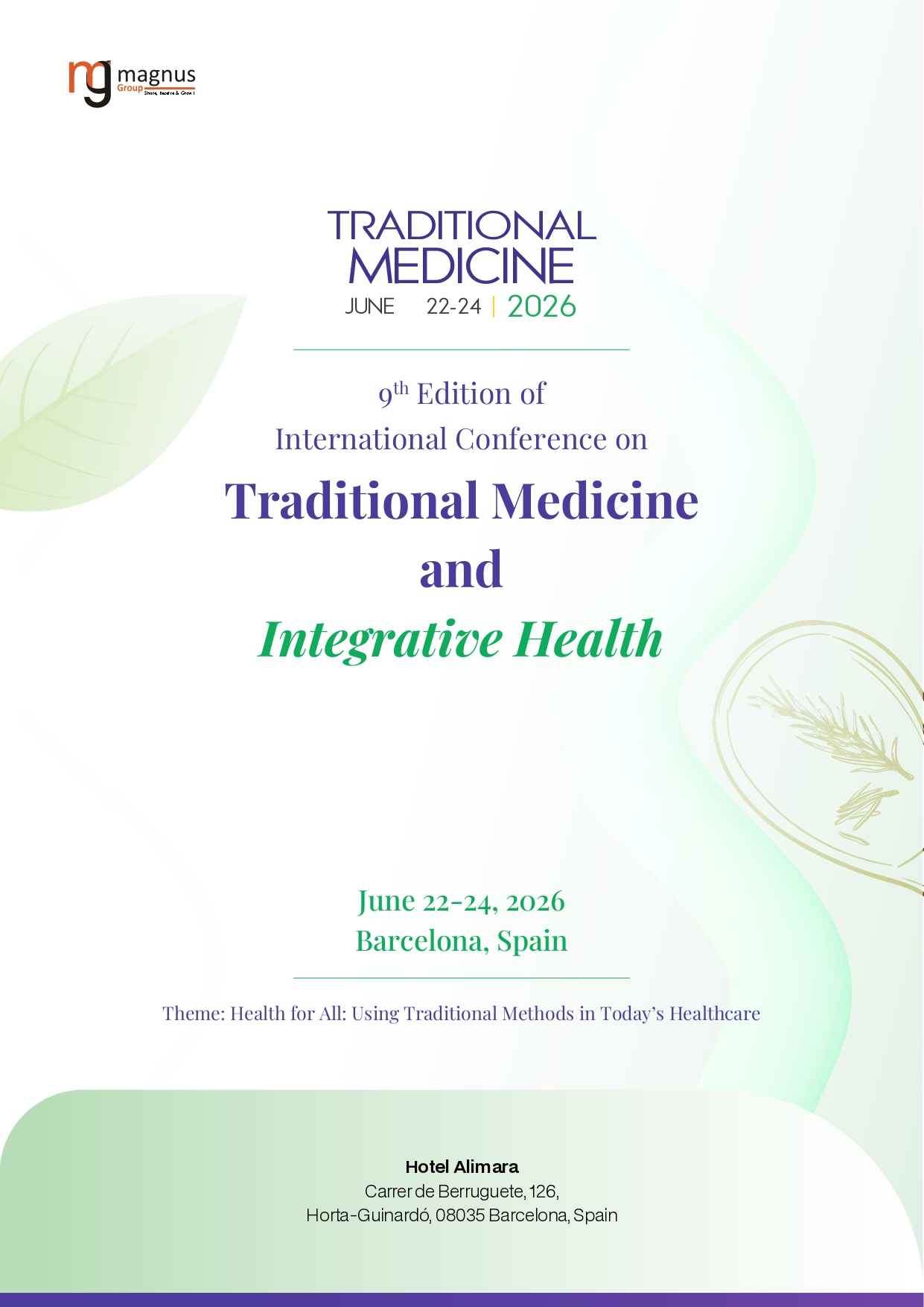 Traditional Medicine and Integrative Health | Barcelona, Spain Event Book